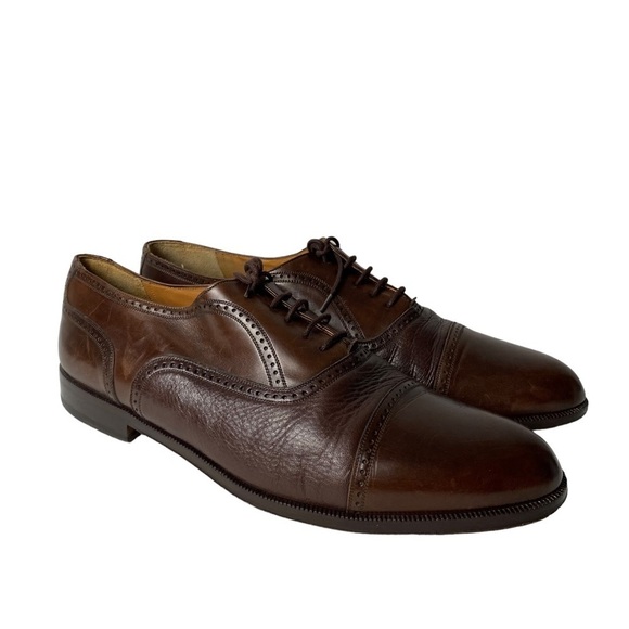 MEZLAN Mens Dress Shoes  Brown Leather Lace Up Cap Toe Oxfords Size 12 W main image 6